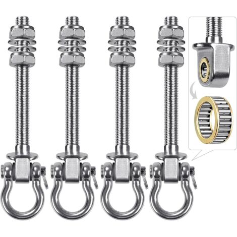 4 piezas de columpio con cojinete, gancho de hamaca resistente de 175 mm, tornillo de suspensión M10 para silla, soporte de viga de techo giratorio, 1500 lb