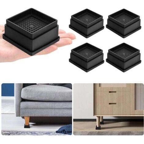 4 Piezas de Elevadores para Muebles, Elevadores de Cama de 1 Pulgada Altura Regulable, Base de Cama Cuadrada Apilable, Antideslizante, Elevadores Altura para Camas, Adecuados para Mesas, Sillas y Sofá