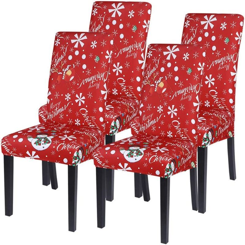 4 piezas de fundas navideñas flexibles para sillas, adecuadas para restaurantes, bodas, hoteles, fiestas, banquetes, rojo
