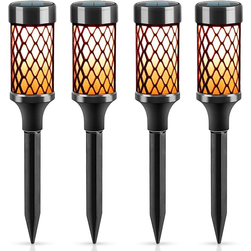 

4 piezas de luz solar para jardín al aire libre, luz LED de Color cálido, impermeable, césped solar / patio / patio / cubierta / boda / camino de
