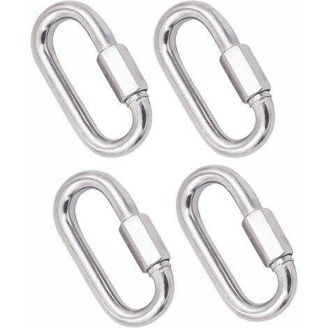 4 piezas de mosquetones robustos de acero inoxidable, cierre de tornillo de liberación rápida M6 304, hebilla de llavero de conexión rápida para el hogar, camping, escalada, senderismo y viajes