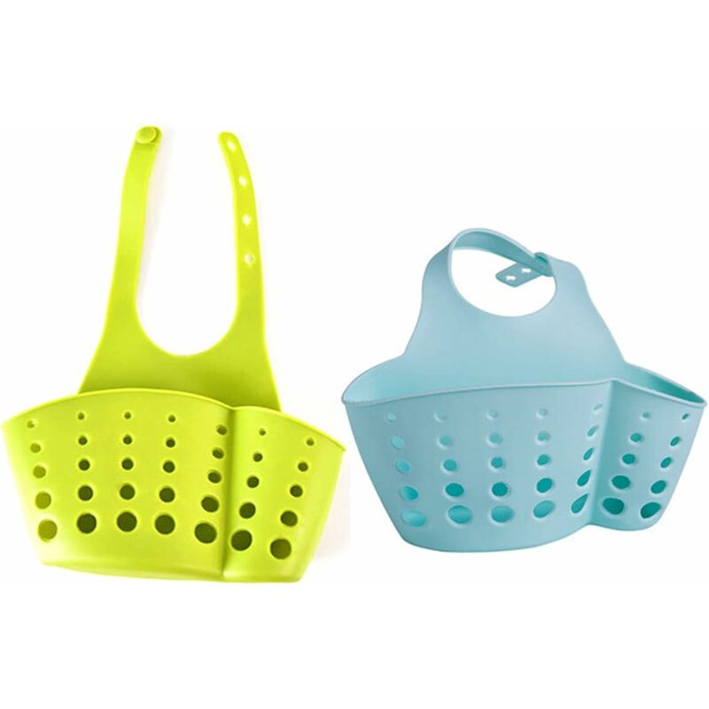 

Abcrital - 4 piezas de soporte de esponja para fregadero ajustable tipo escurridor cesta colgante para utensilios de baño de cocina (gris-azul, verde)