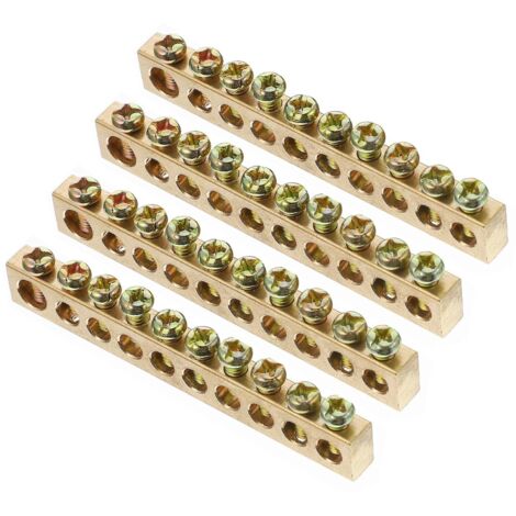 4 piezas de terminales de drenaje de 12 orificios para cableado de cobre, barra de columna de cobre,
