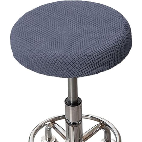(4 piezas en gris) Funda para taburete redondo, funda para taburete de bar, tela lujosa, diámetro 30-36 cm, elástica, antiarrugas, lavable, a prueba de polvo