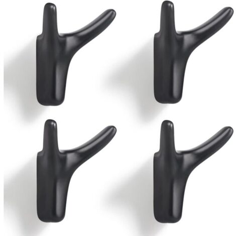 (4 piezas) Gancho para ropa de doble pared (negro mate)
