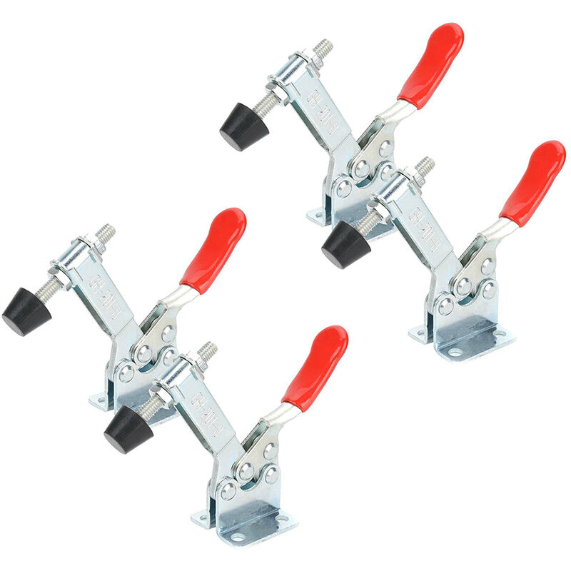 

4 piezas GH-201B Abrazaderas de palanca Herramienta de mano de liberacion rapida Capacidad de sujecion 90Kg / 198Lbs