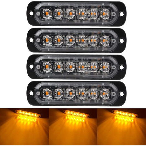 4 piezas, luces de advertencia de emergencia, flash de advertencia de peligro, luz estroboscópica, para vehículos, camiones, 6 LED, a prueba de agua