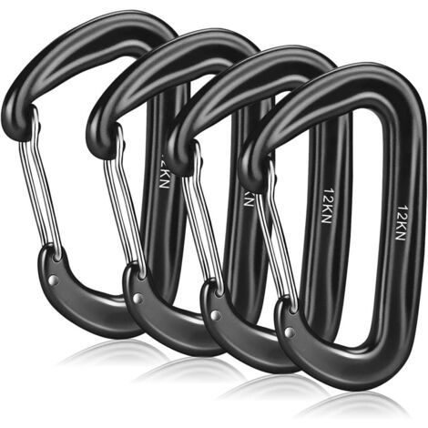 4 Piezas Mosqueton de aleación de Aluminio 1200 kg/12 KN Mosqueton Escalada para Hamacas Llaveros Camping Pesca Columpios y Accesorios de Senderismo