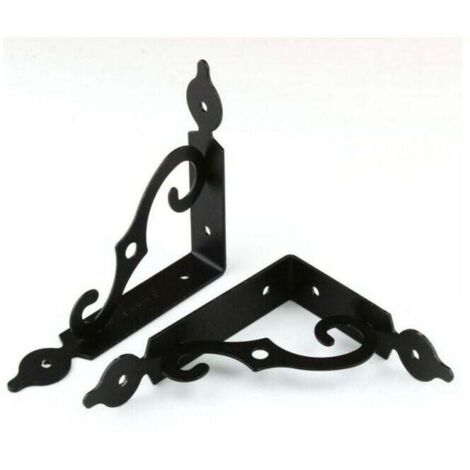 4 piezas (negro) 140 x 110 mm Soporte de estante de pared en forma de L de hierro, soporte de estante triangular, soporte de estante de pared y fijación para cochera