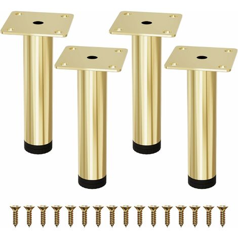 4 Piezas Patas para Armarios Ajustables 15cm Patas para Muebles con Tornillos Pies para Sofá Escritorio Mesa Dorado