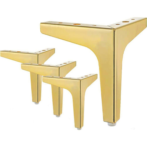 4 Piezas Patas para Muebles Sofas de 15cm Patas de Repuesto para Mesa Metálicas con Tornillos Oro