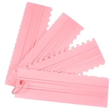 4 piezas/set nuevo patrón de raspador de peine de pastel raspador de crema herramientas de plástico para hornear DIY juego de raspadores de crema accesorios para hornear 4 piezas rosa