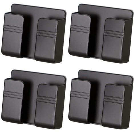 4 Piezas Soporte de Pared para Cargador de Teléfono, Soporte Adhesivo 3M para Teléfono y Cargador, Soportes para Ducha y Cabecera (Negro)