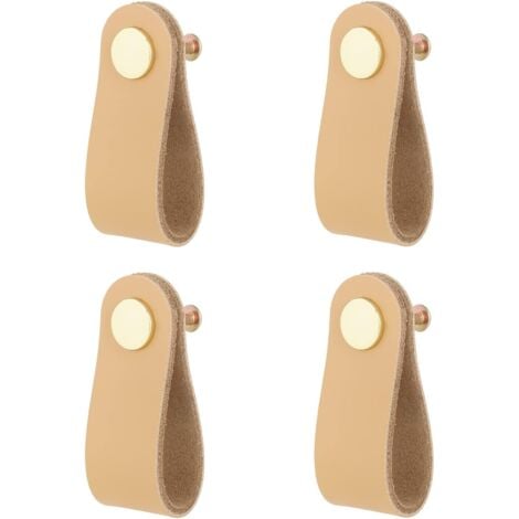 4 piezas tiradores de cuero tiradores de cajones de cuero marrón perillas de gabinete de cuero con tornillos muebles de gabinete de cocina armario aparador tiradores de manija de puerta Hardware