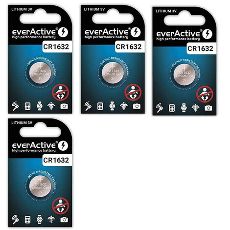 4 PILE CR1632 Lithium 3V EVERACTIVE