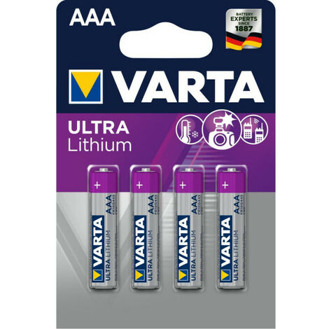4 piles Lithum AAA LR03 Varta Ultra Lithium (6103301404)