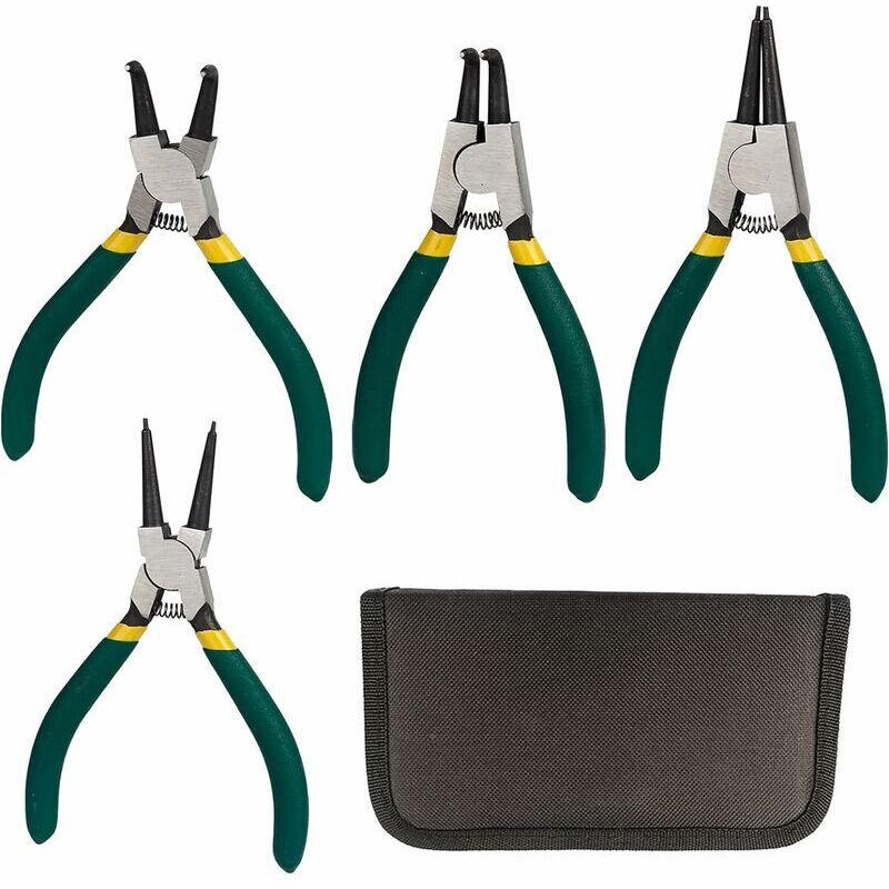 4 Pince à Circlips Pinces à circlips Pinces à circlips 125 mm Poignées antidérapantes Pinces à anneaux Jeu doutils, Pinces à circlips coudées droites