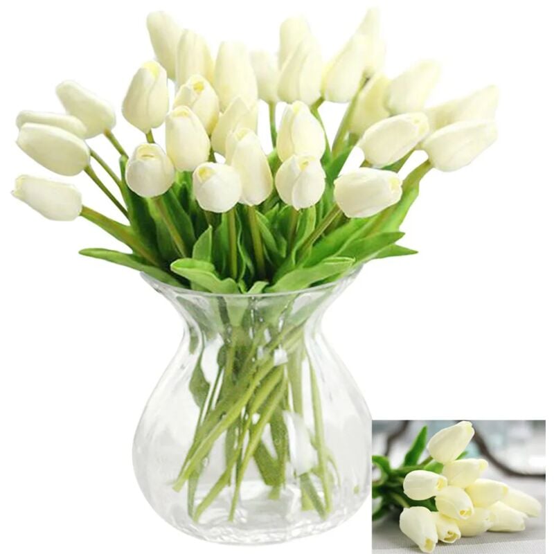 Fortuneville - 30 pcs vraies fleurs de tulipes artificielles pour la décoration de fête de mariage à la maison