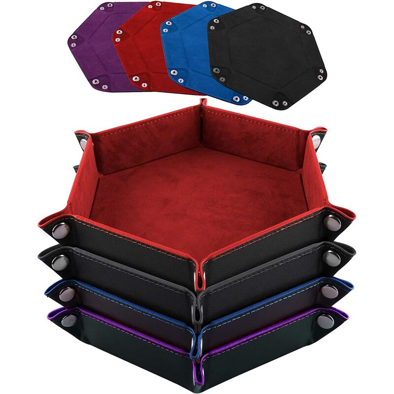 4 planches de dés 4 couleurs plaques de dés en cuir et velours pour les jeux de dés RPG DND Dungeons and Dragons
