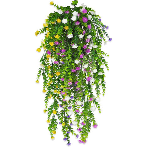 4 Plantes Artificielles Suspendues - Décoration Murale et Plafond, Fausses Fleurs Suspendues pour Intérieur