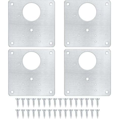 4 plaques de réparation de charnière d'armoire plaques de réparation de porte d'armoire de cuisine avec trous plaques plates dissimulées en acier inoxydable avec vis pour portes d'étagères en bois