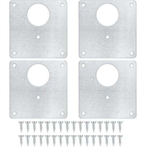 4 plaques de réparation de charnière d'armoire plaques de réparation de porte d'armoire de cuisine avec trous plaques plates dissimulées en acier inoxydable avec vis pour portes d'étagères en bois