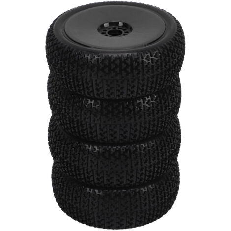 4 Pneus 1/8 RC en Caoutchouc Noir pour Camion Tout Terrain HPI - Jeu de 4 Pièces de Rechange