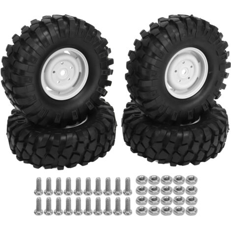 4 Pneus en Caoutchouc Universels 1.9 Pouces pour Véhicule RC Tout-Terrain, Camion d'Escalade, Blanc