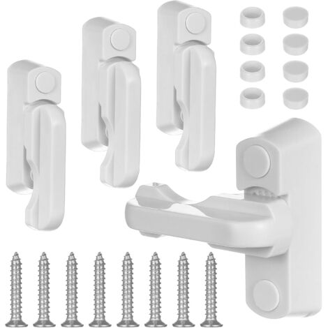 4 Poignée Fenêtre, Verrou Sécurité, Bloqueur Fenêtre PVC, Rotation 90°, ABS Durable, Pour Maison
