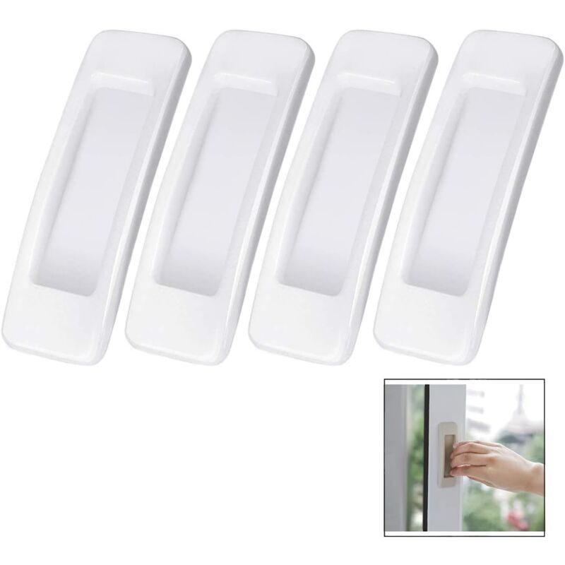 4 Poignées Adhésives Pour Portes Coulissantes Blanc Facile Installation Sans Perçage