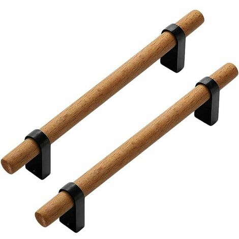 4 poignées de tiroir en bois massif poignée de porte de garde-robe rétro poignée de meuble trou unique-128MM trou pas-noir