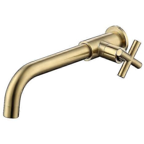 4 Point Gold Extension Cold Single Bathroom Full Copper Sink Faucet In The Wall