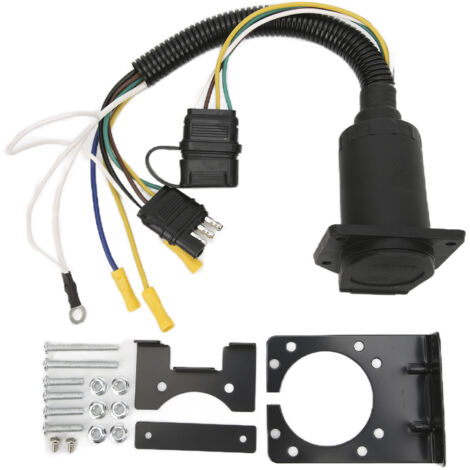 4-poliger auf 7-poliger runder Anhängerstecker-Adapter mit Montagehalterung für Wohnmobile