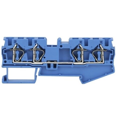 4-poliger Schienenverbinder ST 4 QUATTRO ZUG für DIN-Schiene, blau