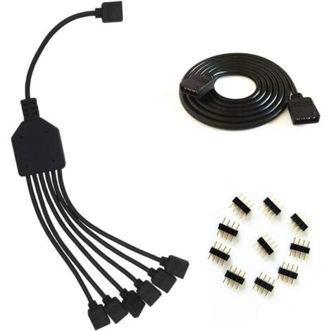 4-poliges Y-förmiges LED-Splitterkabel – RGB-Splitterkabel – Anschluss für 6 RGB SMD 5050/3528 LED-Streifen – 30 cm