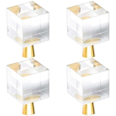 4 pomos de cristal para cajones (20 x 35 mm), tiradores cuadrados de cristal con tornillos para armarios, cajones y tocadores.