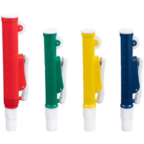 4 pompes à pipeter scientifiques, pipettes de laboratoire de 2 ml/5 ml/10 ml/25 ml