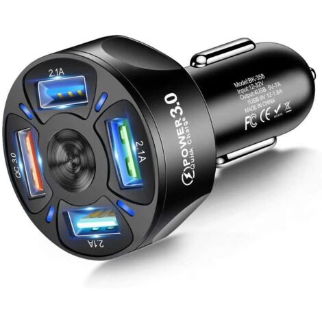 4-Port-USB-Autoladegerät für Mobiltelefone, Zigarettenanzünder-Ladegerät, kompatibel mit Tablets, iPhones und Samsung-Geräten
