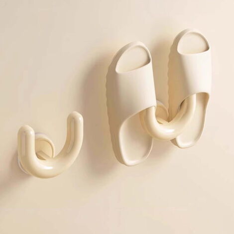4 porta scarpe da parete con ventose, multifunzionali, salvaspazio, ideali per ingressi, bagni, spogliatoi, ecc. - beige