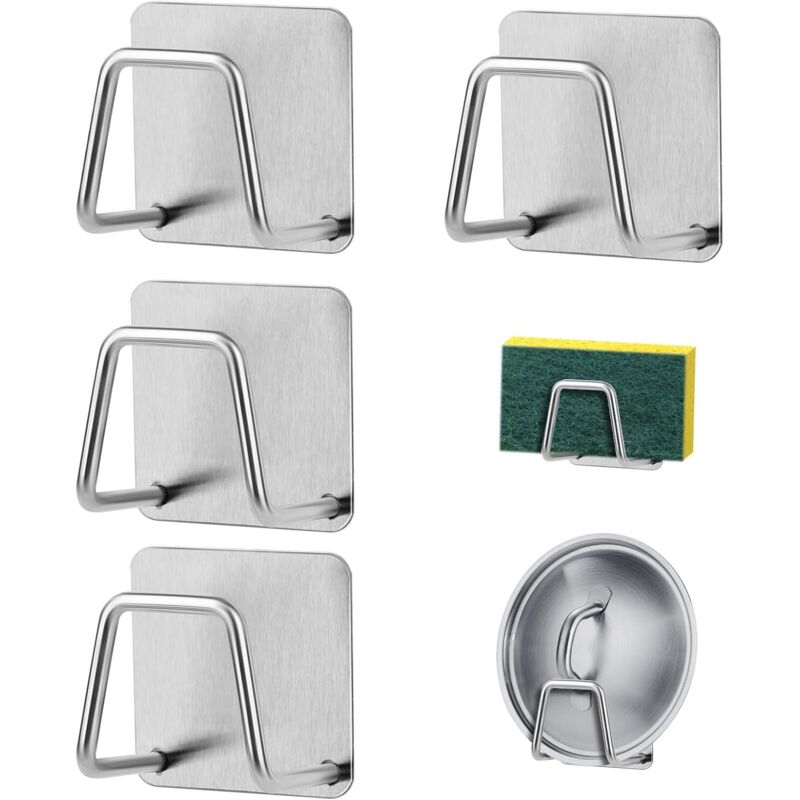 4 porte-éponges évier auto-adhésifs, support éponge/brosse/torchon, sdb.
