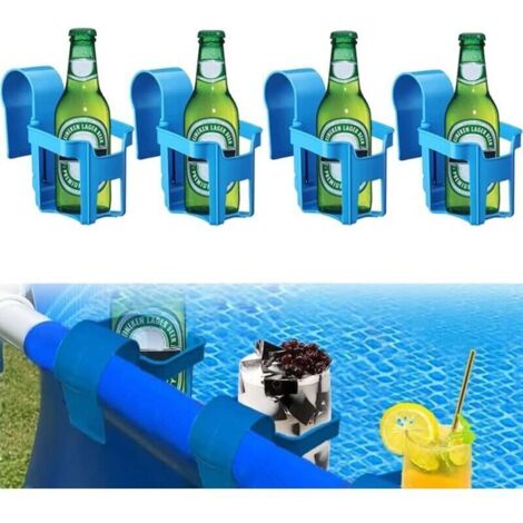 4 Porte-Gobelets pour Piscine Hors Sol – Lot de 4 Supports Robustes en Plastique Résistant aux UV, Idéal Bord de Piscine & Spa