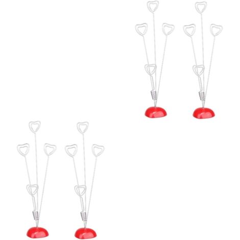 4 porte-mémos cœur rouge – clips décoratifs pratiques pour mariage/déco intérieure