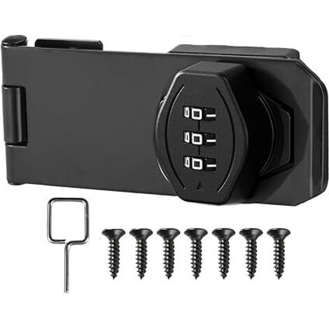 4 pouces Loquet Porte avec Serrure a Code, Verrou Porte Placard Serrure Armoire Serrure à Combinaison Verrou à Mot de Passe pour Portes, Fenêtres, Garages, Jardins, Salles de Bains noir