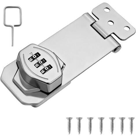 4 Pouces Serrure à Combinaison Pour Placard, Verrou Porte Placard avec Code, Serrure Armoire Métallique Code pour Portes, Armoires, Fenêtres, Garages Extérieurs, Jardins (Argent)
