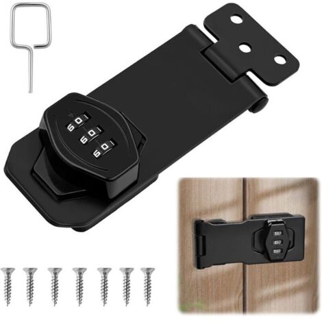 4 Pouces Serrure à Combinaison Pour Placard, Verrou Porte Placard avec Code, Serrure Armoire Métallique Code pour Portes, Armoires, Fenêtres, Garages Extérieurs, Jardins, Noir