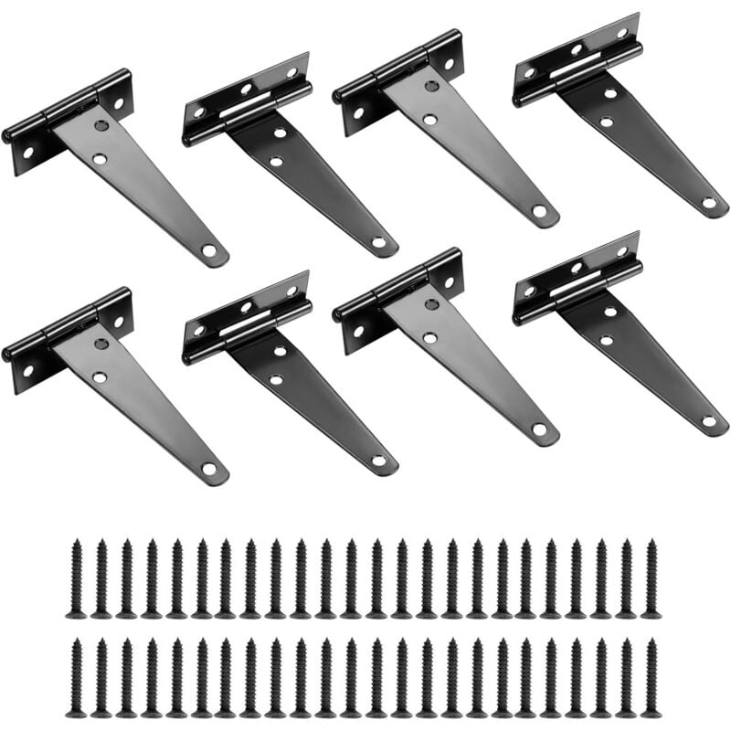Csparkv - 6 pouces)Charnières de porte de jardin, charnières de porte en t 8 pièces, charnière pliante avec vis, charnières de porte de hangar (t)