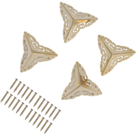 4 protecteurs de coins en laiton motif nuage rétro pour meuble, boîte à bijoux - lot de 4 pièces avec vis incluses