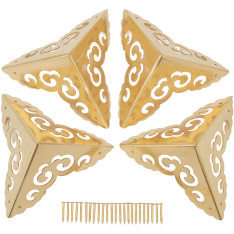 4 Protections d'angle en laiton pour meubles, bureau et coffrets à bijoux - Lot de 4