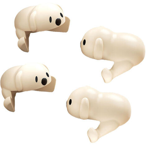4 Protections d'angle en silicone amovibles - Adhésif pour meubles, table - Sécurité enfant, chien mignon abricot