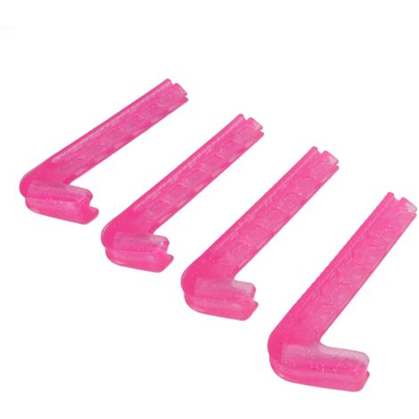 4 Protections de lames antidérapantes réglables en plastique souple pour patins à glace, couleur rouge rose, pour usage domestique